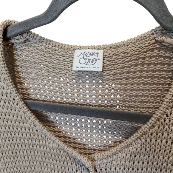 Vintage Margaret O'Leary Irish Chunky Knit Beige Cropped Cardigan Medium - Picture 2 of 6